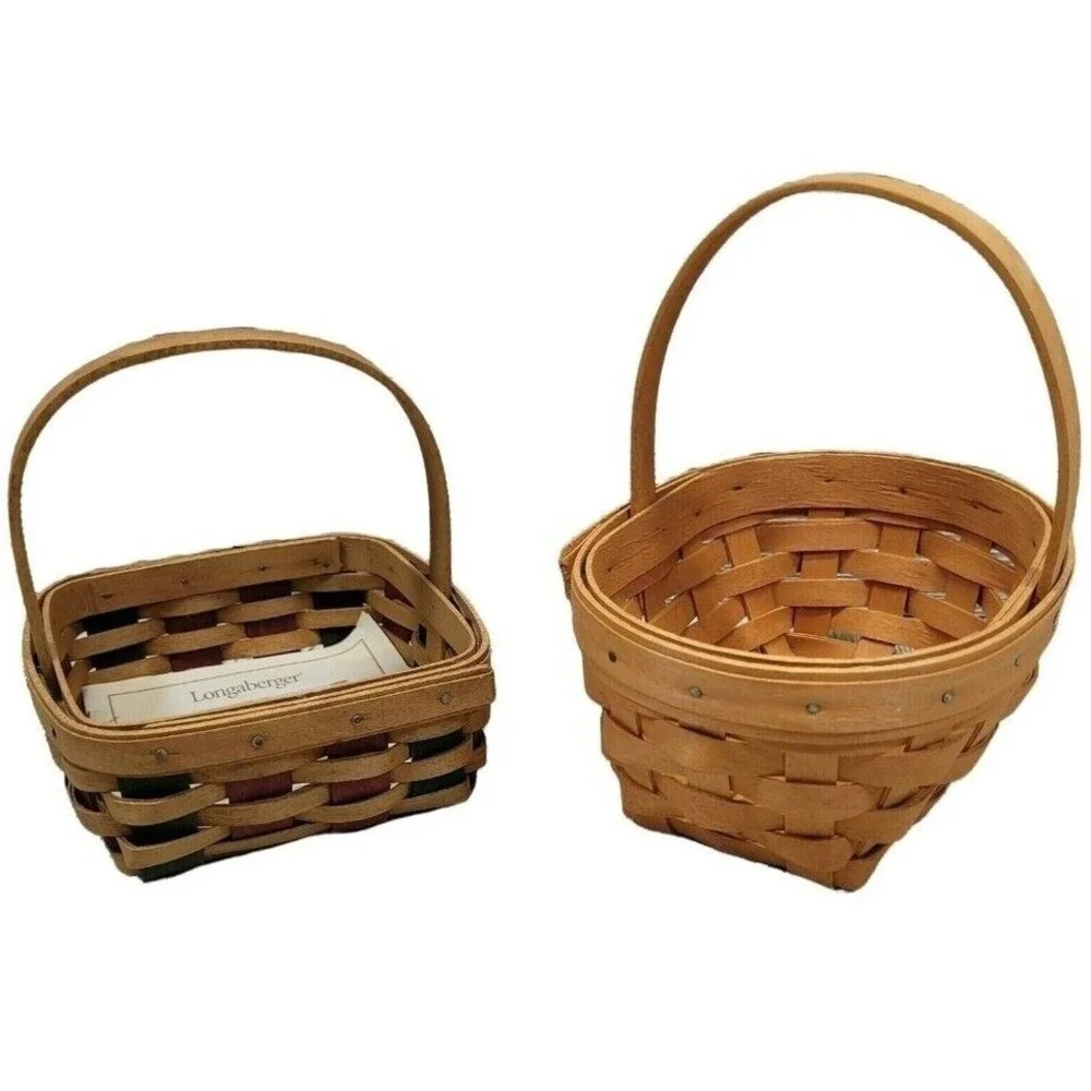 Longaberger Baskets Set 2 1999 2003 Holiday Helper Horizon of Hope Red Green Vtg